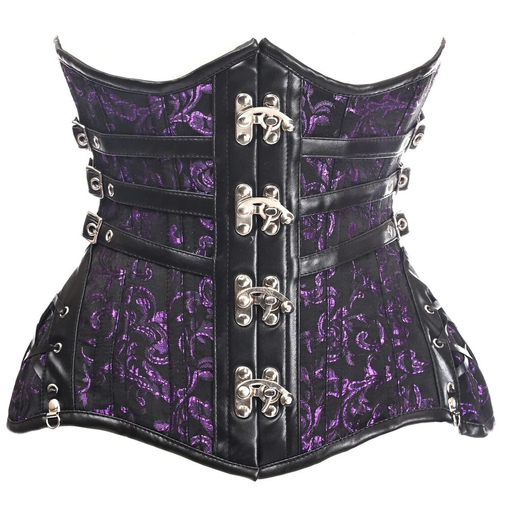 3783 Top Drawer CURVY Steampunk Black/Purple Brocade Steel Double Boned